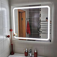Прямоугольное зеркало с «фронтальной» LED подсветкой 70*80 см в ванную комнату, гостиную, спальню