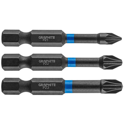 Набір біт Graphite ударні 3 од., 1/4", PZ1/2/3 x 50мм, сталь S2 (56H542)