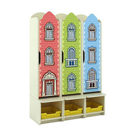 Шафа дитяча 3-місна для роздягальні з фотодруком "Старе місто"