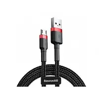 USB кабель для заряджання та передачі даних MicroUSB 2,4A 1м чорно-червоний