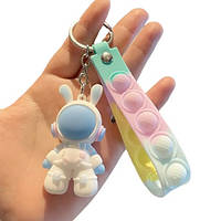 Брелок поп-іт зайка астронавт блакитний