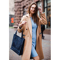Кожаная женская сумка шоппер Бэтси синяя