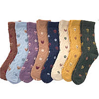 Мягкие женские носки из шерсти альпаки Корона (объемный рисунок)
