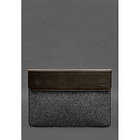 Чехол-конверт с клапаном кожа+фетр для MacBook 13" Темно-коричневый Crazy Horse
