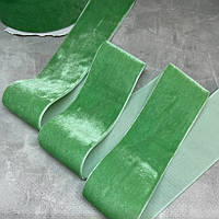 Велюровая (бархатная) лента 4 см, цвет-светло-зеленый, метр