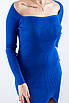 Плаття з квадратним вирізом та розрізом в рубчик синє 83018 ONE SIZE (2000000117140), фото 2