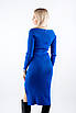 Плаття з квадратним вирізом та розрізом в рубчик синє 83018 ONE SIZE (2000000117140), фото 4