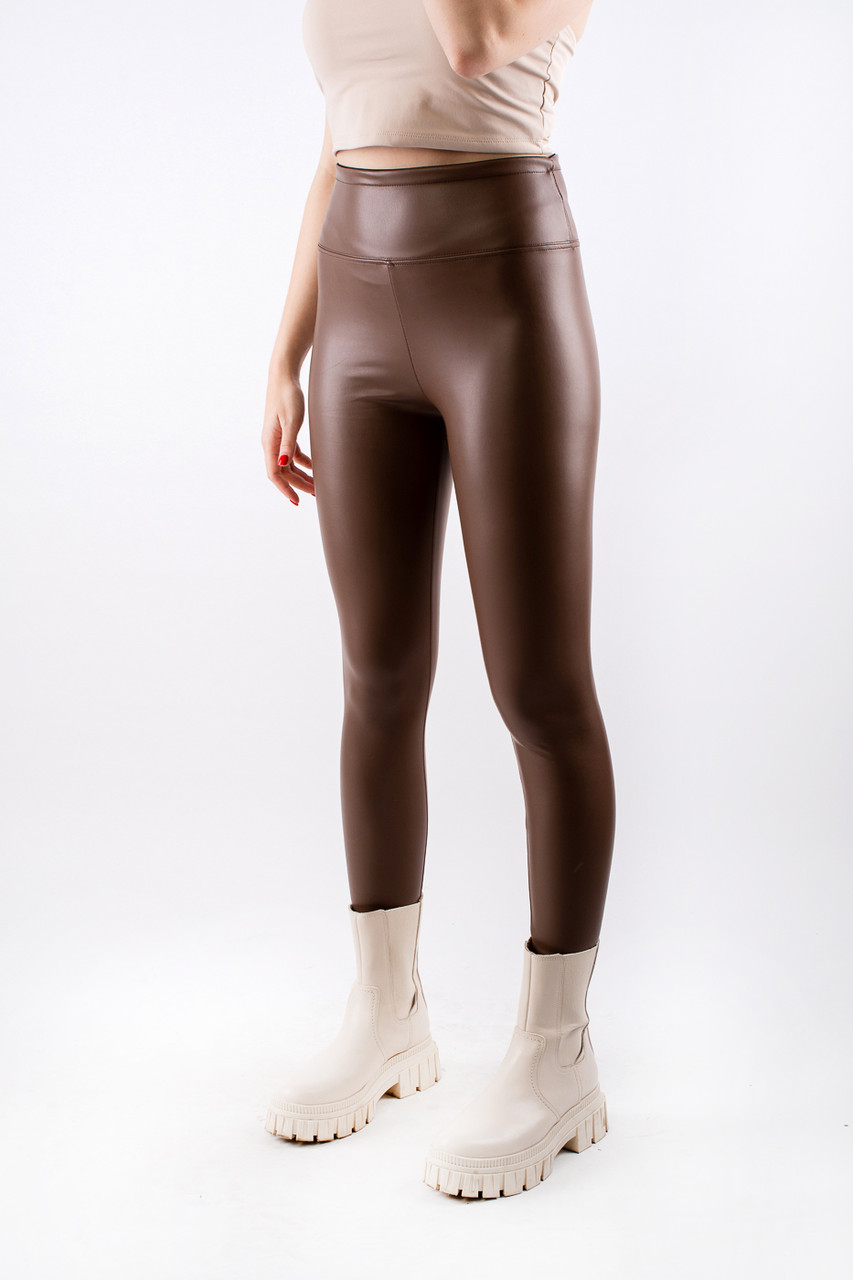 Легінси екошкіра утеплені бежеві 3384 S (2000000119915), фото 1