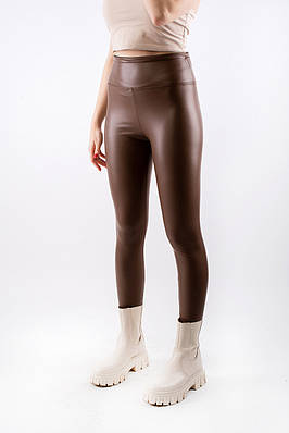 Легінси екошкіра утеплені бежеві 3384 S (2000000119915)