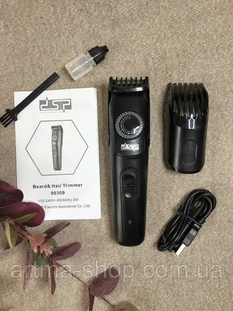 Машинка для стрижки DSP Потужність 3 Вт, бездротова, акумуляторна, з портом USB, чорна (90309), фото 1