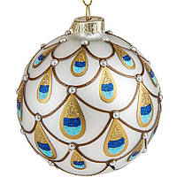 Стеклянный ёлочный шар "Павлин" (8 см) набор 6 шт.