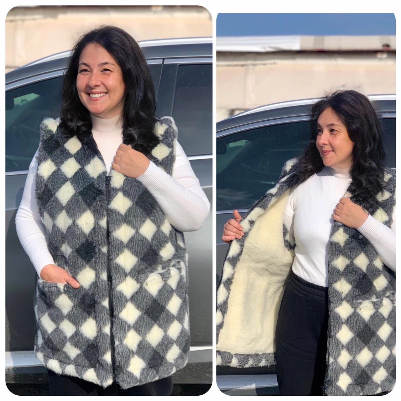 Жіночий зимовий хутряний жилет-безрукавка великі розміри (з 48 по 64)