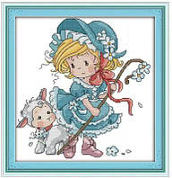 Набір для вишивання за нанесеною на канву схемою"Shepherdess". AIDA 14CT printed 20*21 см