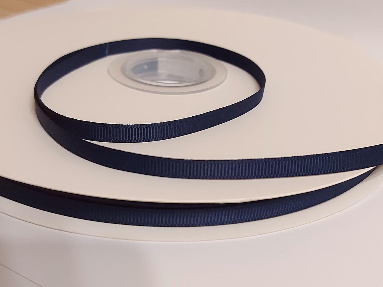 Стрічка репсова 6 мм Синій темний ( 91 метри в рулоні), № 370