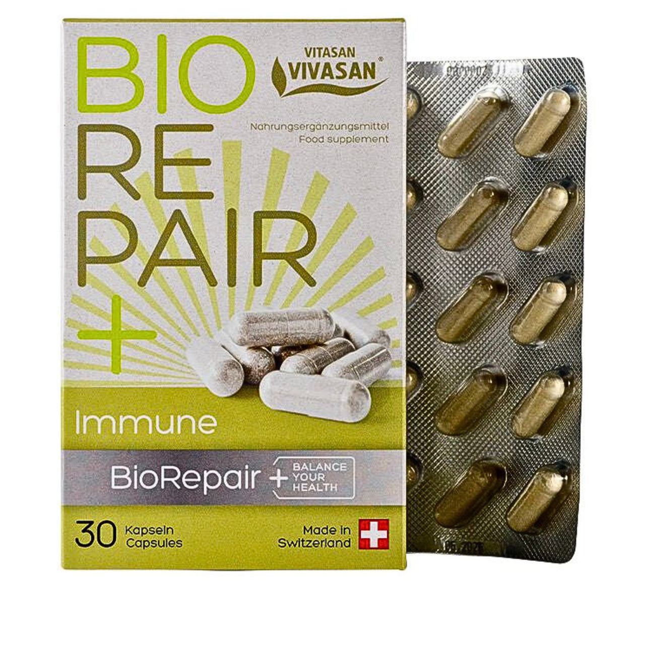 Biorepair+ Immune — Пробіотики для імунітету та здоров'я кишечника, Vivasan Вівасан, Швейцарія, 30 капсул