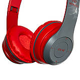 Навушники Bluetooth бездротові червоні з сірим Wireless Headphones P47 навушники накладні, фото 4