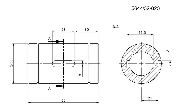 Втулка загартована переднього редуктора Anna Z644, D-50 – 564432023 Втулка переднього приводного редуктора комбайна Anna Z644 (Анна), D=50, загартована, шліфована – 564432023, 5644320230
