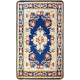 Безворсовий килим Золоте століття 70х120 см, невеликий килимок без ворсу з прогумованим покриттям, синій, фото 3