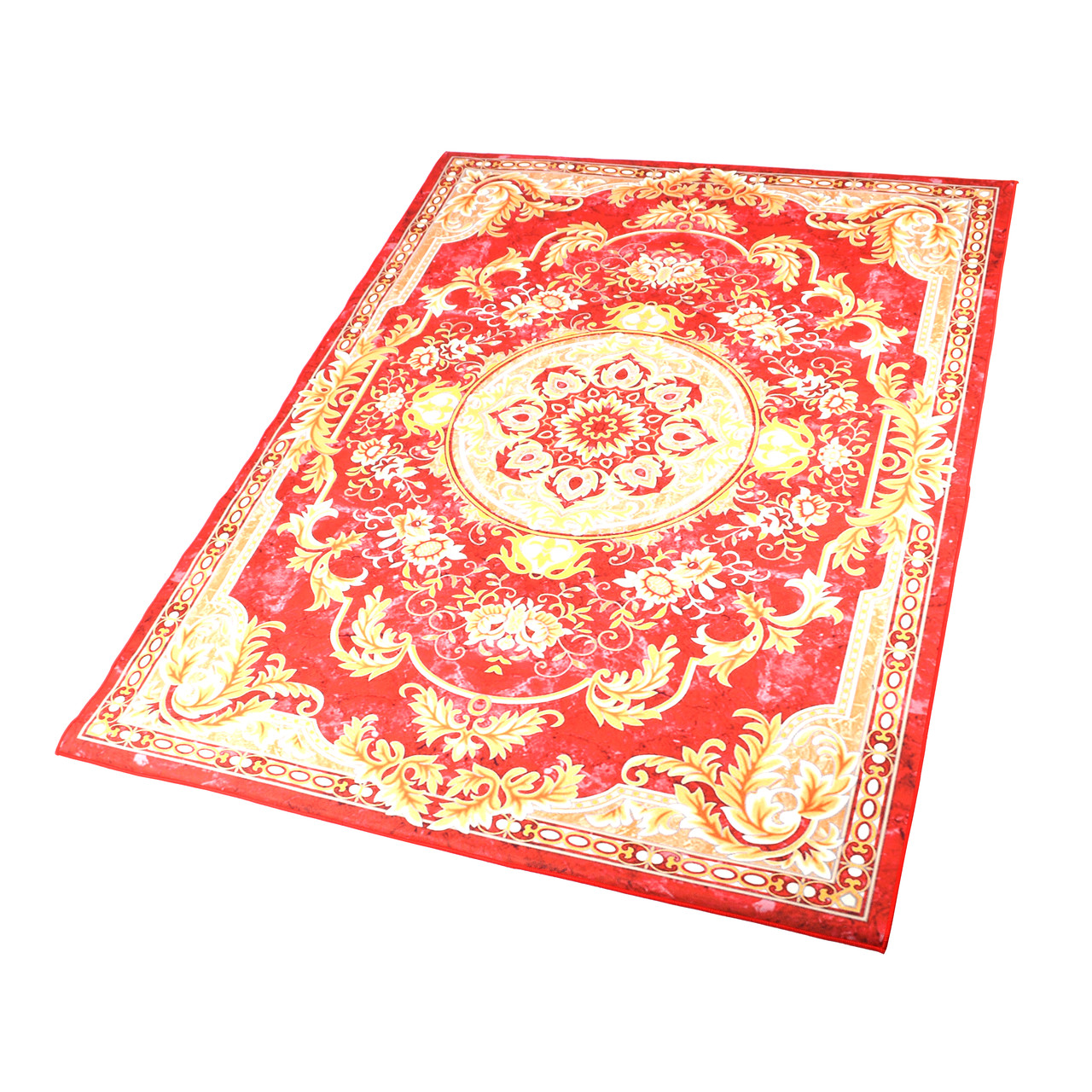 Безворсовий килим Золоте століття 150х200 см, невеликий килимок без ворсу з прогумованим покриттям, червоний, фото 1