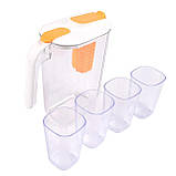 Набір для напоїв пластиковий глечик з фільтром + 4 склянки, фото 7