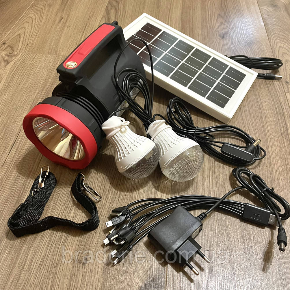 Кемпінговий ліхтар переносний 5W+22SMD Luxury 1902T з сонячною батареєю і функцією power bank 2 лампи 3W