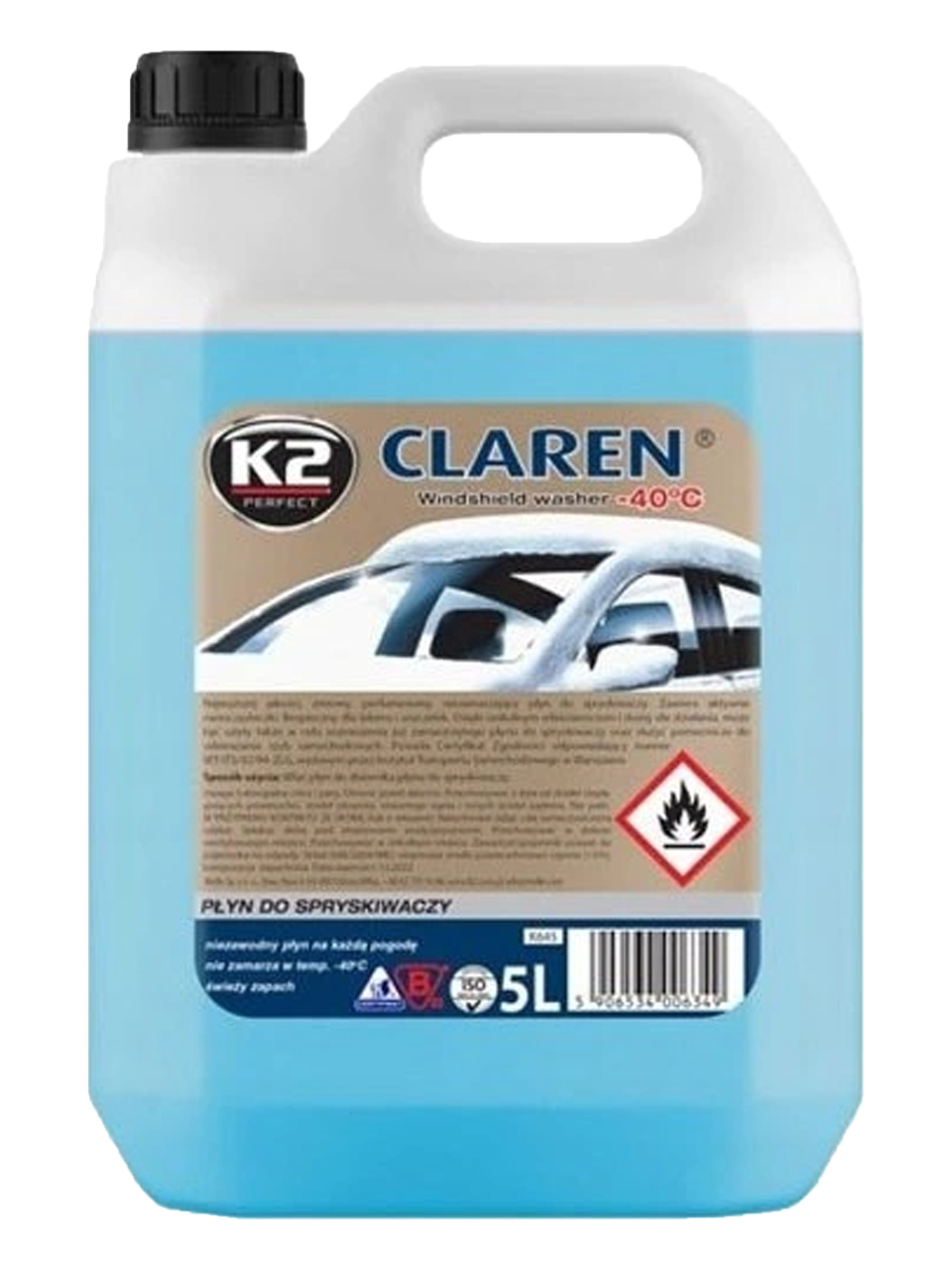 Омивач K2 Claren -40 °C зимовий з нейтральним ароматом 5 л (K645), незамерзайчик, рідина для лобового скла Техно Плюс Арт.K20402