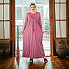 Довга нічна сорочка великих розмірів 54-58 р, рожева, довжина 140 см, віскоза JOELLE Туреччина, фото 3
