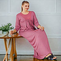 Длинная ночная рубашка больших размеров 54-58 р, розовая, длина 140 см, вискоза JOELLE Турция