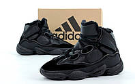 Мужские зимние кроссовки Adidas Yeezy Boost 500 High Black WInter Fur (черные) теплые кроссовки 14195 Адидас