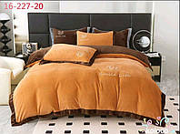 Велюровый комплект постельного белья Koloko оранжевое с коричневым