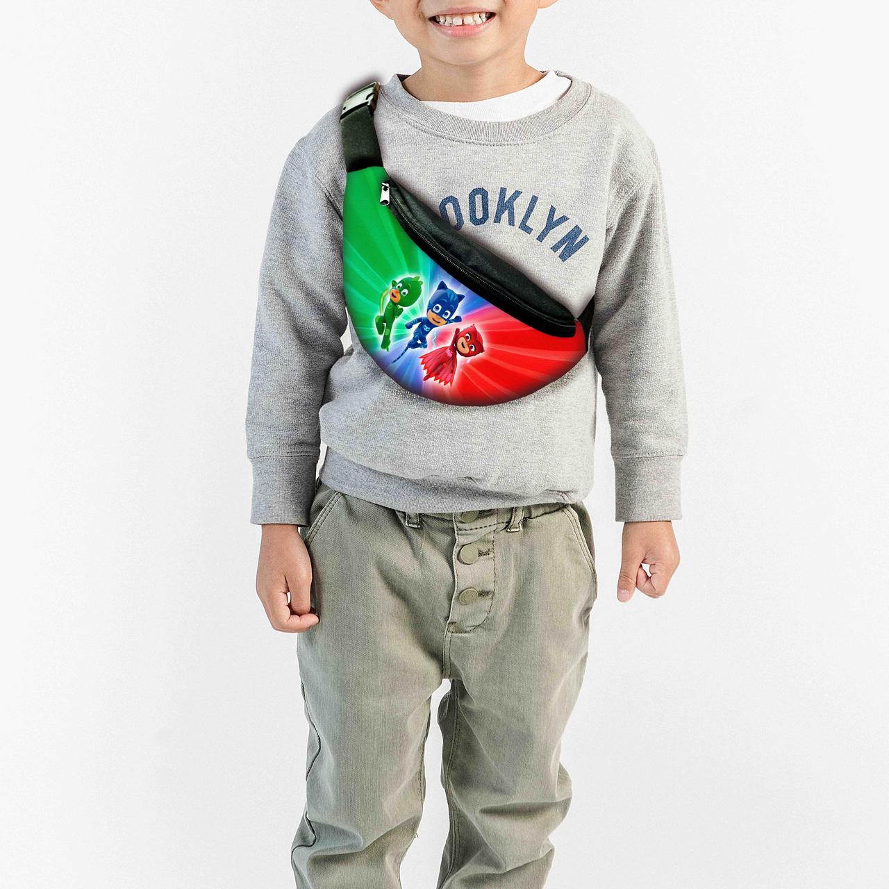 Сумка-бананка дитяча герої в масках з принтом, 32х15см, для хлопчика, сумка через плече (0232), фото 1