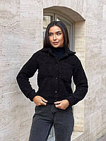 Стильная и практичная женская теплая рубашка (букле) m, черна