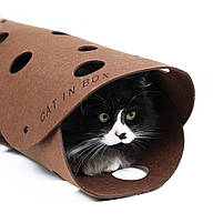 Тунель - лукошко трансформер для котиків CAT IN BOX - коричневий, фото 5