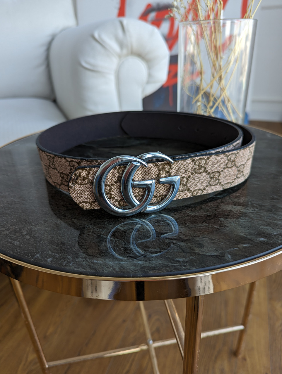 Широкий ремінь Gucci Гуччі темний беж