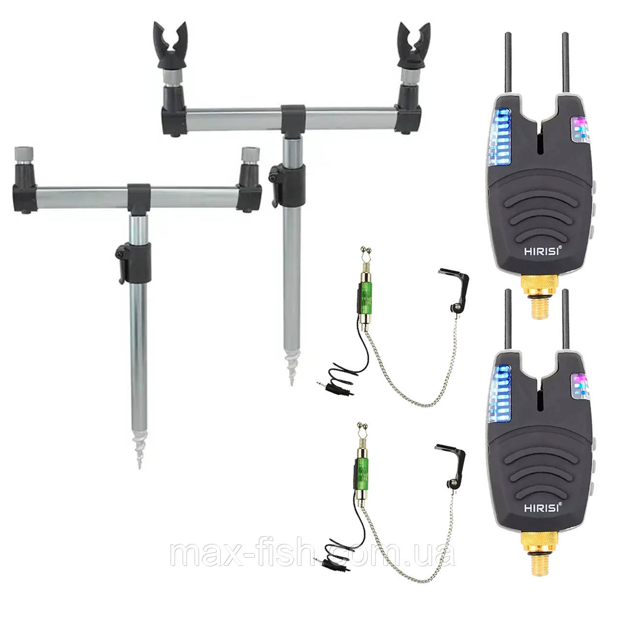Набір буз-бар Hirisi на 2 вудлища 2 Сигналізатори Hirisi B1128 і 2 Свингери Hirisi B1139, фото 1