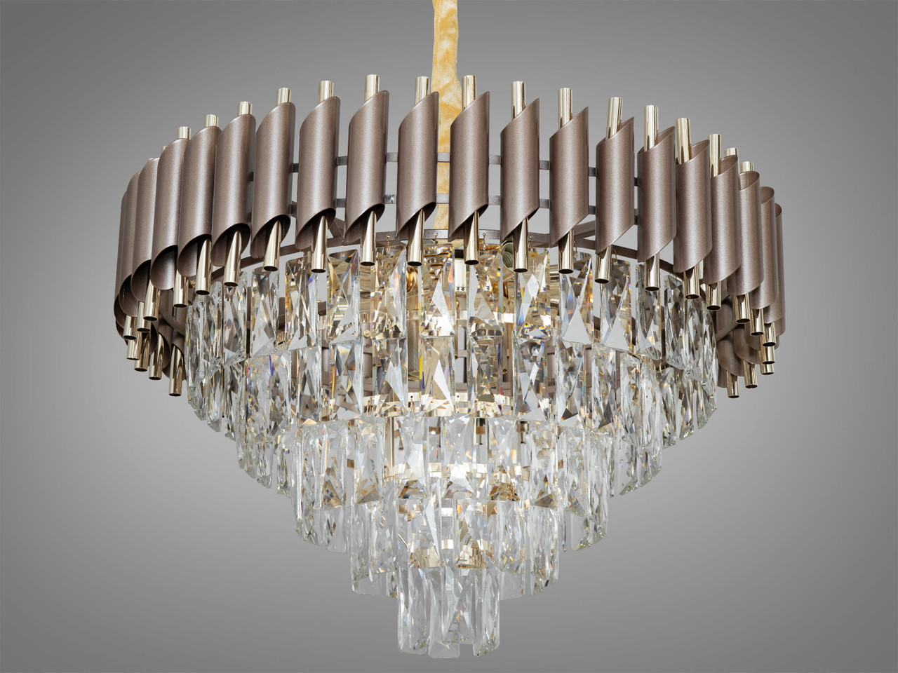 Сучасна кришталева люстра Mumbai на 11 ламп коричневий + золото 9001-600CF+SGD, фото 1