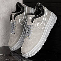 Кроссовки зимние мужские Nike Air Force Winter Suede серый Замшевые с мехом