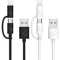 Дата кабель Usams US-SJ077 2in1 U-Gee USB to Micro USB + Lightning (1m) BAN