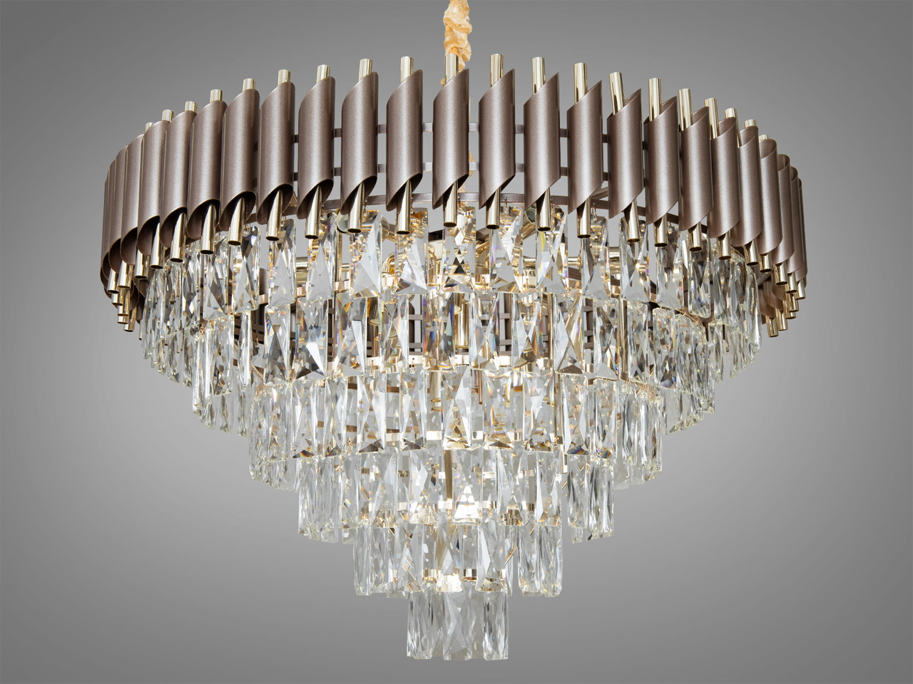 Сучасна кришталева люстра Mumbai коричневий + золото 9001-750CF+SGD