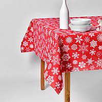 Скатерть 170х260 см новогодняя праздничная с пятно и водоотталкивающей пропиткой IDEIA хлопок красная