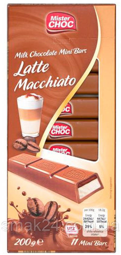 Шоколад молочный с кофейной начинкой Latte Macchiato Mister Choc 200г Германия - фото 1 - id-p2002915010