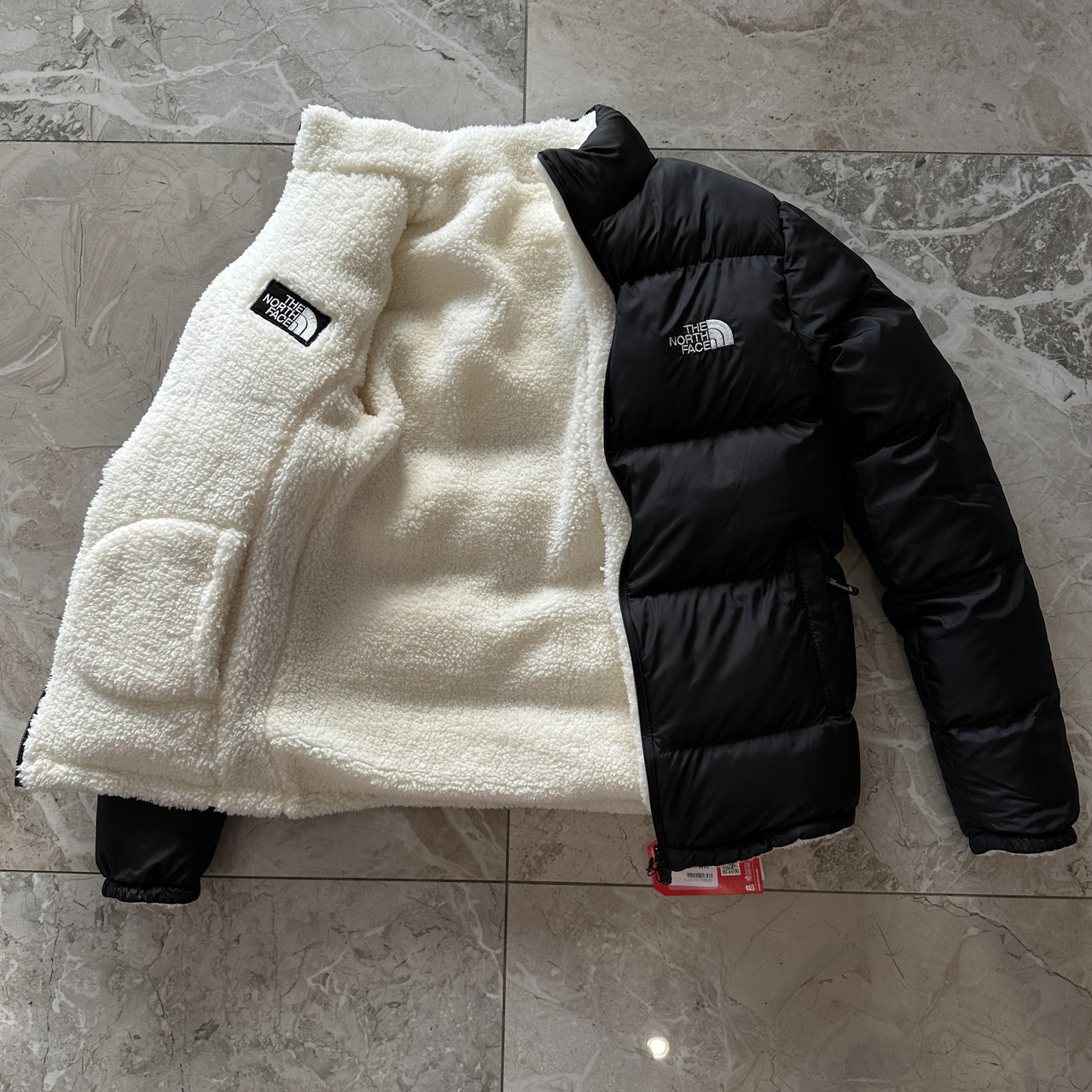 Куртка зимова чоловіча двостороння The North Face на овчині до -25°С пуховик зимовий на хутрі зе норд фейс, фото 1