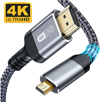 Кабель Micro HDMI-HDMI HD 4K  високошвидкісний плетений HDMI-сумісний кабель, двонаправлений кабель 2.0