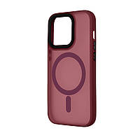 Матовый Чехол Apple iPhone 15 Pro с поддержкой функции MagSafe бордового цвета