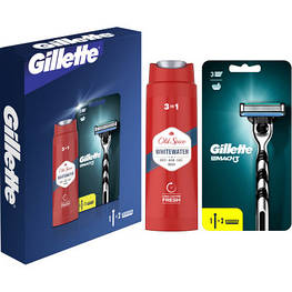 Набір косметики Gillette Станок для гоління Mach3 + 2 змінні леза + Гель для душу Old Spice 3-в-1 Whitewater