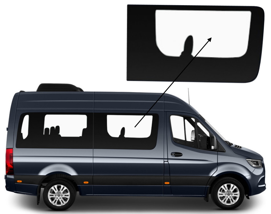 Бічне скло Mercedes Sprinter 2018-2023 салону переднє праве середня база, фото 1