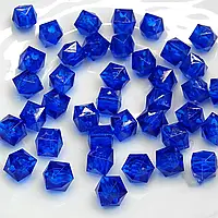 Бусина Акрил Куб гранёный Синій10 мм (100 шт.) 50г