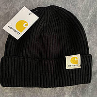 Шапка Carhartt | Мужская шапка черная | Carhartt шапка акрил 100%| Универсальный размер