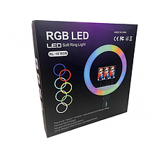 Кольорова кільцева лампа 45 см LED Soft Ring Light RL-18 RGB з пультом дистанційного керування, фото 2