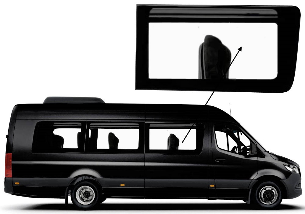 Бічне скло Mercedes Sprinter 2018-2023 салону переднє праве довга база, фото 1